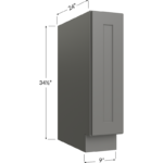 Blackwood Grey Shaker Tray Base Cabinet 9W x 34-1/2H x 24D - 1 Door