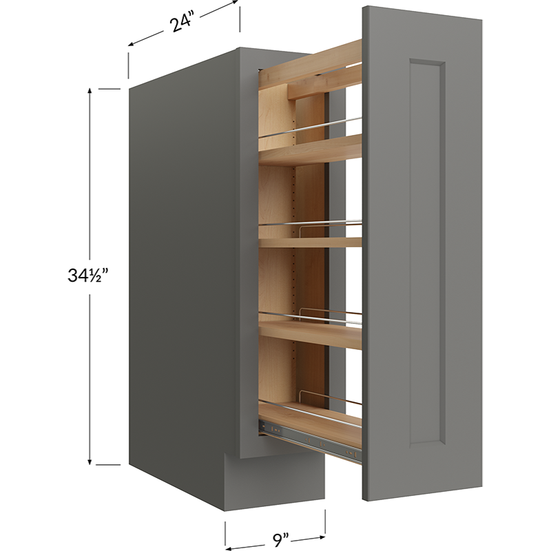Blackwood Grey Shaker Base with Shelf Pullout - 9W x 34-1/2H x 24D - 1 Door, 1 Pull Out Shelf