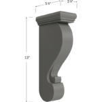 Blackwood Grey Shaker Corbel - 3-1/8W x 13H x 5-7/8D