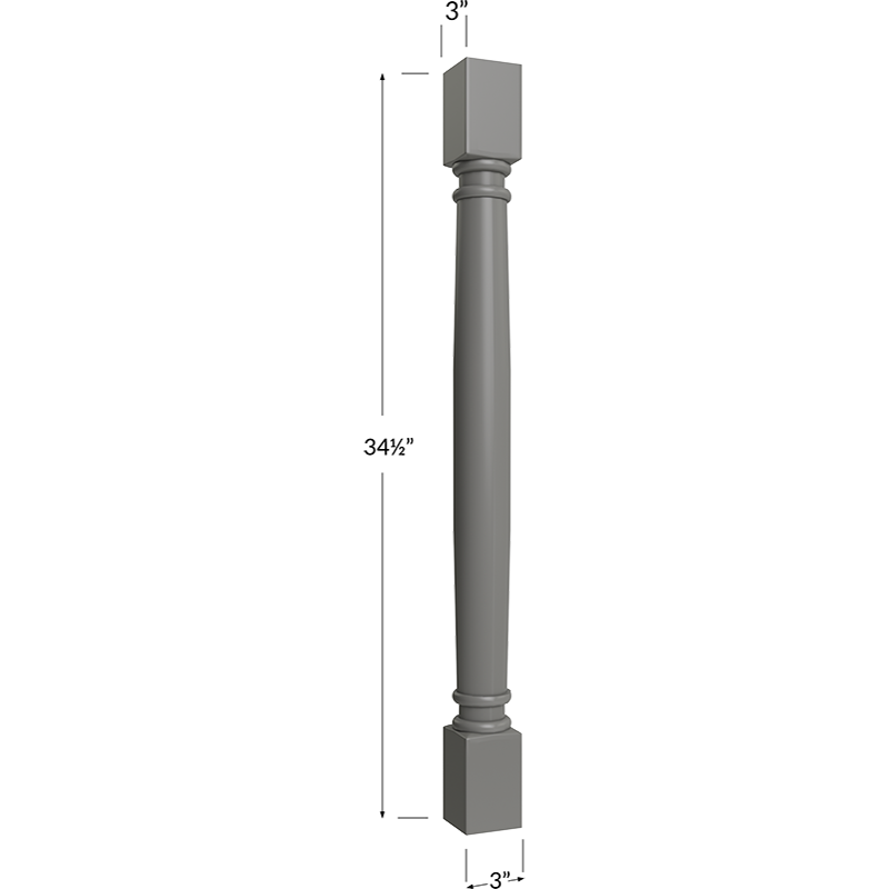 Blackwood Grey Shaker Classic Decorative Leg - 3W x 34-1/2H x 3D