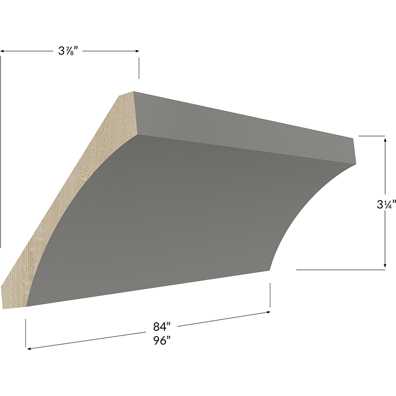 Blackwood Grey Shaker Cove Crown Moulding - 96W x 3-1/4H x 3-7/8D