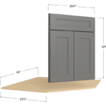 Blackwood Grey Shaker Diagonal Corner Sink - 42W x 34-1/2H x 23-1/4D