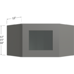 Blackwood Grey Shaker Stacker Wall Glass Door Cabinet with Finished Interior - 24W x 12H x 12D - 1 Door