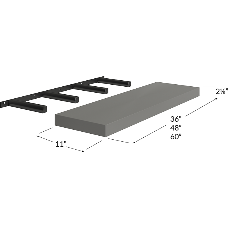 Blackwood Grey Shaker Floating Shelf - 36W x 2-1/8H x 11D