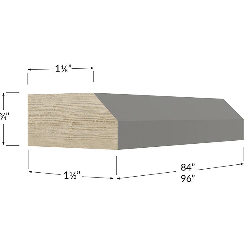 Blackwood Grey Shaker Shaker Light Rail Moulding - 96W x 1-1/2H x 3/4D
