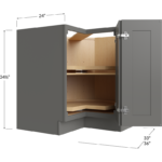 Blackwood Grey Shaker Base Easy Reach Cabinet with Two Lazy Susan Trays - 33W x 34-1/2H x 24D - 1 Door, 1 Shelf