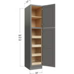 Blackwood Grey Shaker Four Rollout Shelf Utility Cabinet - 18W x 84H x 24D - 2 Doors, 1 Shelf, 4 Roll Out Shelves