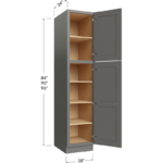 Blackwood Grey Shaker Utility Cabinet - 18W x 84H x 24D - 2 Doors, 4 Shelves