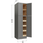 Blackwood Grey Shaker Four Rollout Shelf Utility Cabinet - 24W x 84H x 24D 4 Doors, 1 Shelf, 4 Roll Out Shelves