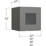 Blackwood Grey Shaker Stacker Wall Glass Door Cabinet with Finished Interior - 12W x 12H x 12D - 1 Door