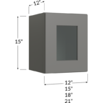 Blackwood Grey Shaker Stacker Wall Glass Door Cabinet with Finished Interior - 12W x 15H x 12D - 1 Door