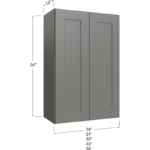 Blackwood Grey Shaker Wall Cabinet - 24W x 36H x 12D - 2 Doors, 2 Shelves