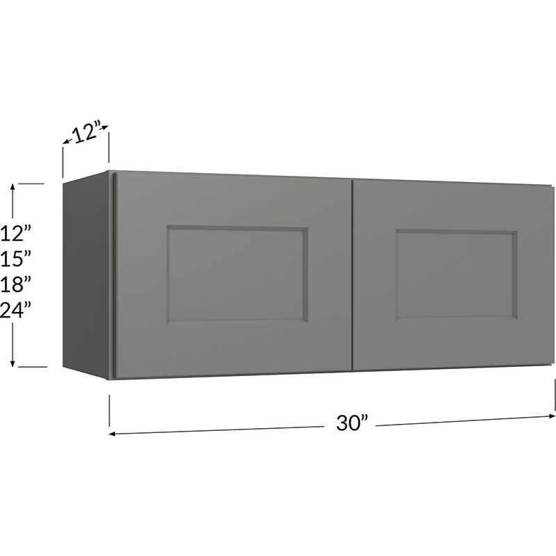 Blackwood Grey Shaker Bridge Cabinet - 30W x 12H x 12D - 2 Doors