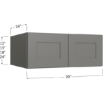 Blackwood Grey Shaker Wall Refrigerator Cabinet - 30W x 12H x 24D - 2 Doors