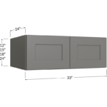 Blackwood Grey Shaker Wall Refrigerator Cabinet - 33W x 12H x 24D - 2 Doors