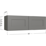 Blackwood Grey Shaker Bridge Cabinet - 36W x 12H x 12D - 2 Doors