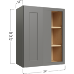 Blackwood Grey Shaker Wall Blind Corner Cabinet - 24W x 30H x 12D - 1 Door, 2 Shelves