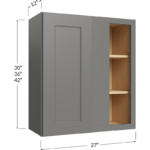 Blackwood Grey Shaker Wall Blind Corner Cabinet - 27W x 30H x 12D - 1 Door, 2 Shelves