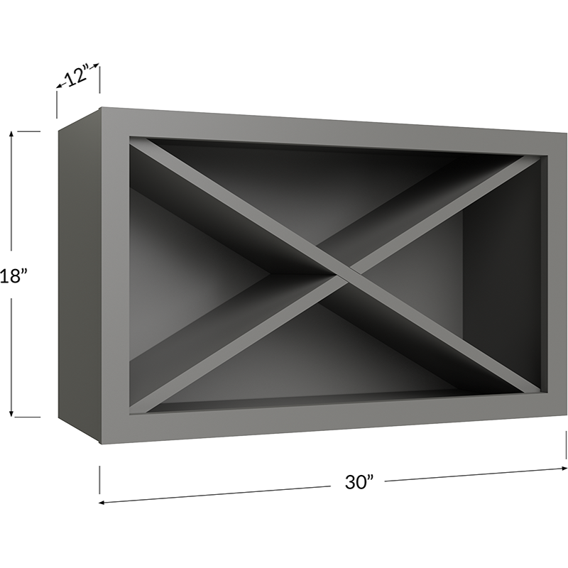 Blackwood Grey Shaker Wine X Rack Wall Cabinet Kit - 30W x 18H x 12D