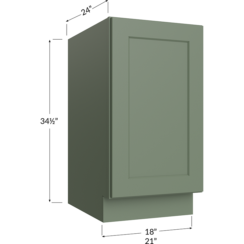 Full Height Door Base with Double Trashcan Pullout - 18W x 34-1/2H x 24D - 1 Door, 2 Trashcan Pullout