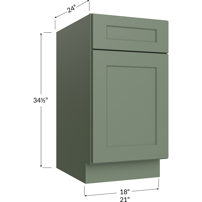 Base with Double Trashcan Pullout - 18W x 34-1/2H x 24D - 1 Door, 1 Drawer, 2 Trashcan Pullout