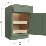 Two Rollout Shelf Base Cabinet - 18W x 34-1/2H x 24D - 1 Door, 1 Drawer, 2 Roll Out Shelf