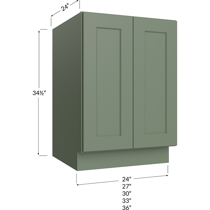 Full Height Door Base Cabinet - 33W x 34-1/2H x 24D - 2 Doors, 1 Shelf