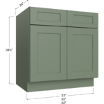 Base Cabinet - 33W x 34-1/2H x 24D  2 Doors, 1 Drawer, 1 Shelf