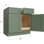 One Rollout Shelf Base Cabinet - 33W x 34-1/2H x 24D - 2 Doors, 2 Drawer, 1 Roll Out Shelf