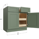 Two Rollout Shelf Base Cabinet - 33W x 34-1/2H x 24D - 2 Doors, 2 Drawer, 2 Roll Out Shelf