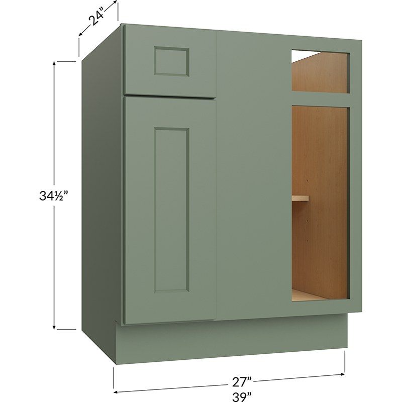 Blind Base Corner Cabinet - 27W x 34-1/2H x 24D - 1 Door, 1 Drawer, 1 Shelf