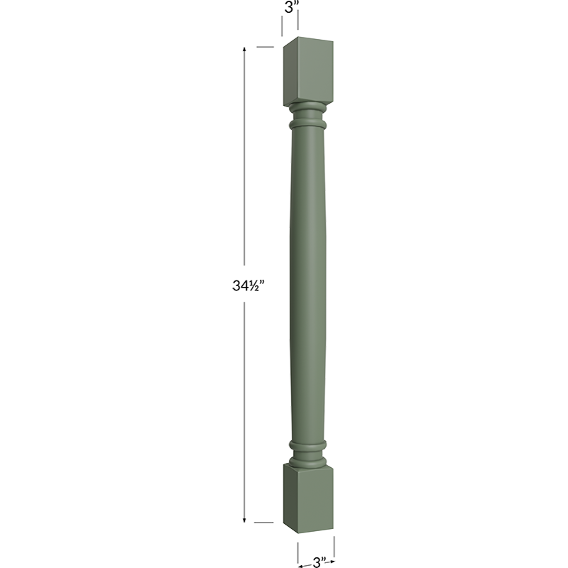 Classic Decorative Leg - 3W x 34-1/2H x 3D