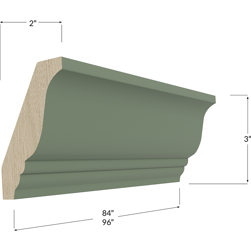 Decorative Crown Moulding - 96W x 3H x 2D