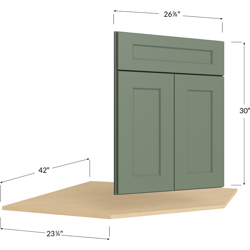 Diagonal Corner Sink - 42W x 34-1/2H x 23-1/4D