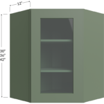 Wall Diagonal Glass Door Corner Cabinet with Finished Interior - 24W x 30H x 12D - 1 Door, 2 Shelves - NO Glass