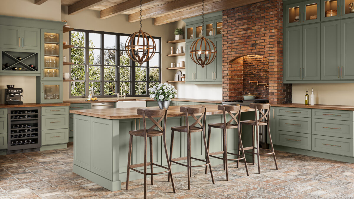 green cabinets