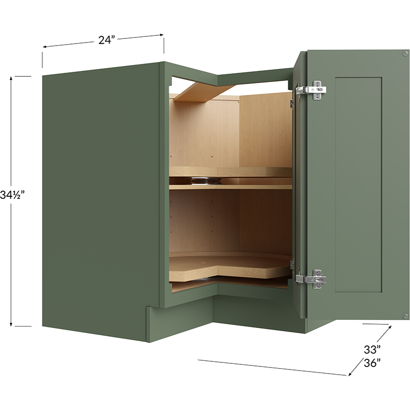 Base Easy Reach Cabinet with Two Lazy Susan Trays - 33W x 34-1/2H x 24D - 1 Door, 1 Shelf