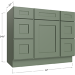 Vanity Double Drawer Combo Base Cabinet - 42W x 34-1/2H x 21D - 1 Door, 6 Drawers, 1 False Drawers