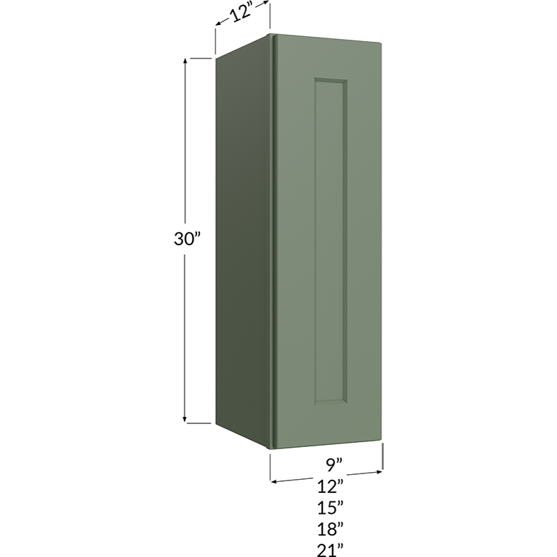 Wall Cabinet - 12W x 30H x 12D - 1 Door, 2 Shelves