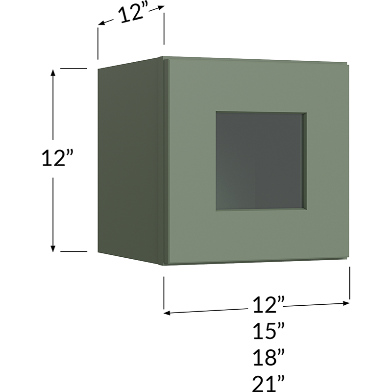 Stacker Wall Glass Door Cabinet with Finished Interior - 21W x 12H x 12D - 1 Door