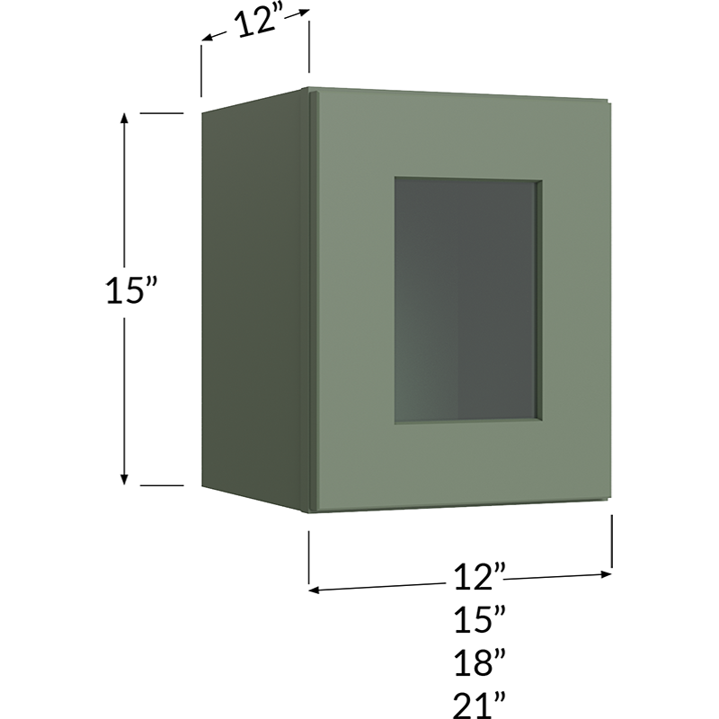 Stacker Wall Glass Door Cabinet with Finished Interior - 18W x 15H x 12D - 1 Door