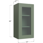 Wall Glass Door Cabinet with Finished Interior - 15W x 30H x 12D - 1 Door, 2 Shelves - NO Glass