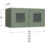 Stacker Wall Glass Door Cabinet with Finished Interior - 24W x 12H x 12D - 2 Doors