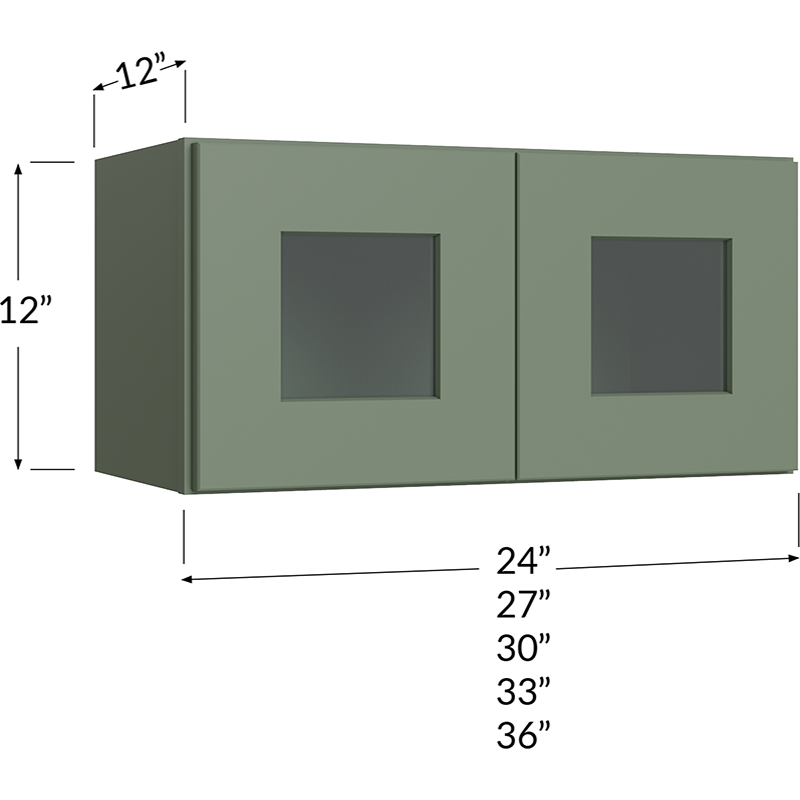 Stacker Wall Glass Door Cabinet with Finished Interior - 33W x 12H x 12D - 2 Doors