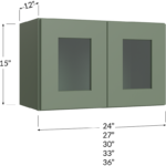 Stacker Wall Glass Door Cabinet with Finished Interior - 24W x 15H x 12D - 2 Doors