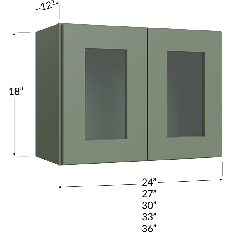 Stacker Wall Glass Door Cabinet with Finished Interior - 30W x 18H x 12D - 2 Doors