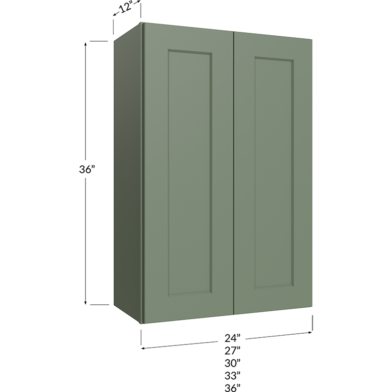 Wall Cabinet - 27W x 36H x 12D - 2 Doors, 2 Shelves