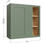 Wall Blind Corner Cabinet - 30W x 30H x 12D - 1 Door, 2 Shelves