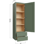 Wall Drawer Cabinet - 18W x 48H x 15D - 1 Door, 2 Drawers, 2 Shelves
