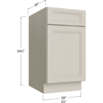 Base with Double Trashcan Pullout - 18W x 34-1/2H x 24D - 1 Door, 1 Drawer, 2 Trashcan Pullout